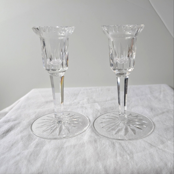 Waterford Crystal Pair Of Candlestick Holders Discontinued Vintage - Picture 2 of 12